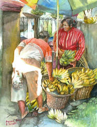 Indonesian traditional market #2 (banana seller)