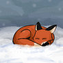 Fox Sleeping in Snow