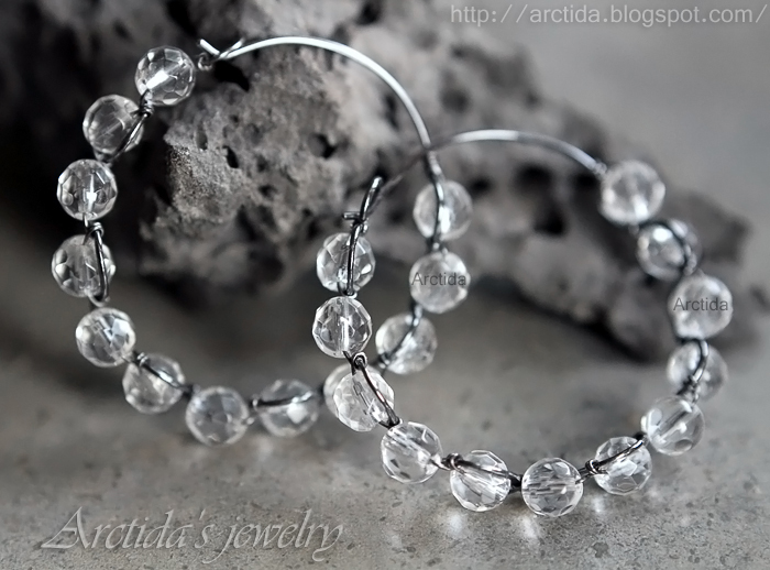 *Electra* Rock Crystal Clear Quartz hoops