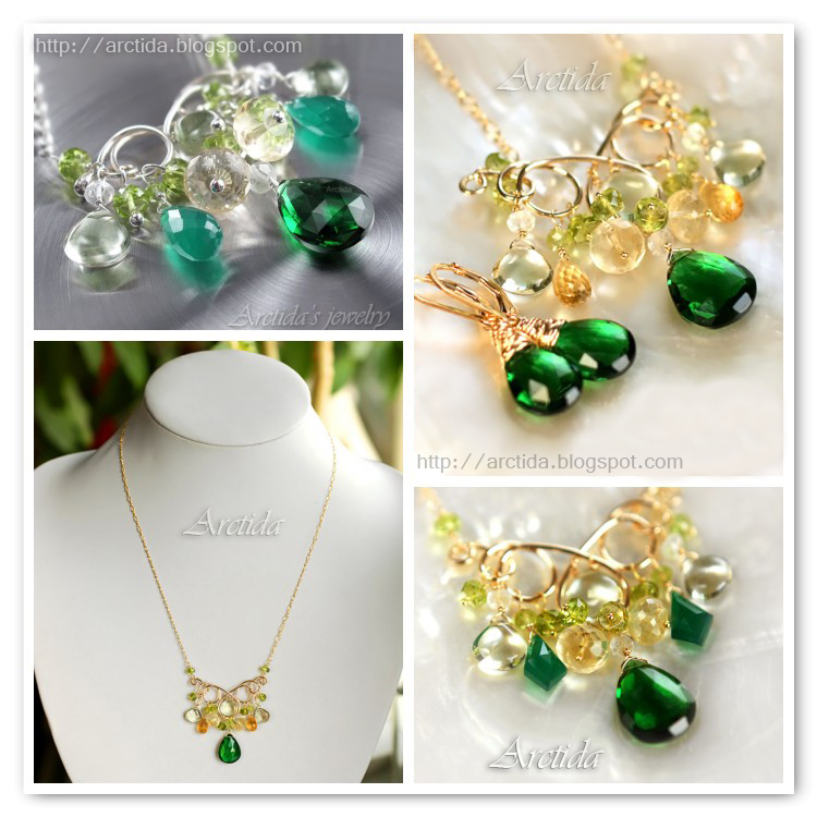 *Harmonia* Emerald green gemstone necklace