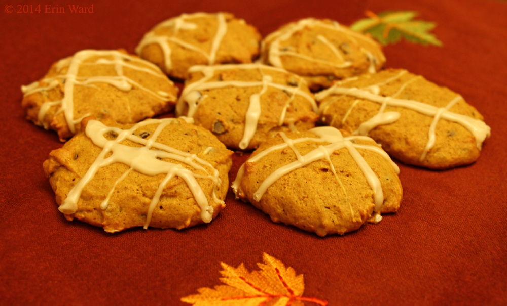 Iced Pumpkin Chocolate Chip Cookies