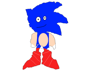 very badly drawn sonic the hedgehog.