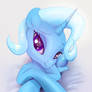 Trixie is on soft surface and is looking at you