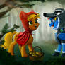 Red Hood Applejack and the wolf Rainbow Dash