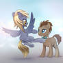 Derpy and Doctor Whooves in the mist