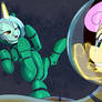 Bon Bon  and Pony Lyra's magic hand  in space