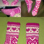 Pink Valentines-Day fair-isle socks