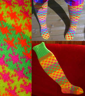 Neon fair-isle stockings