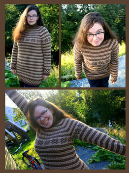 Fana fair-isle sweater, brown and beige