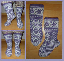 Purple and white fair-isle Lilli socks