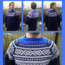 Double blue Marius fair-isle sweater with raglan