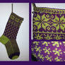 Christmas stocking - purple and green - COMMISSION