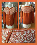 Rust Boevertun small fair-isle cardigan COMMISSION by KnitLizzy