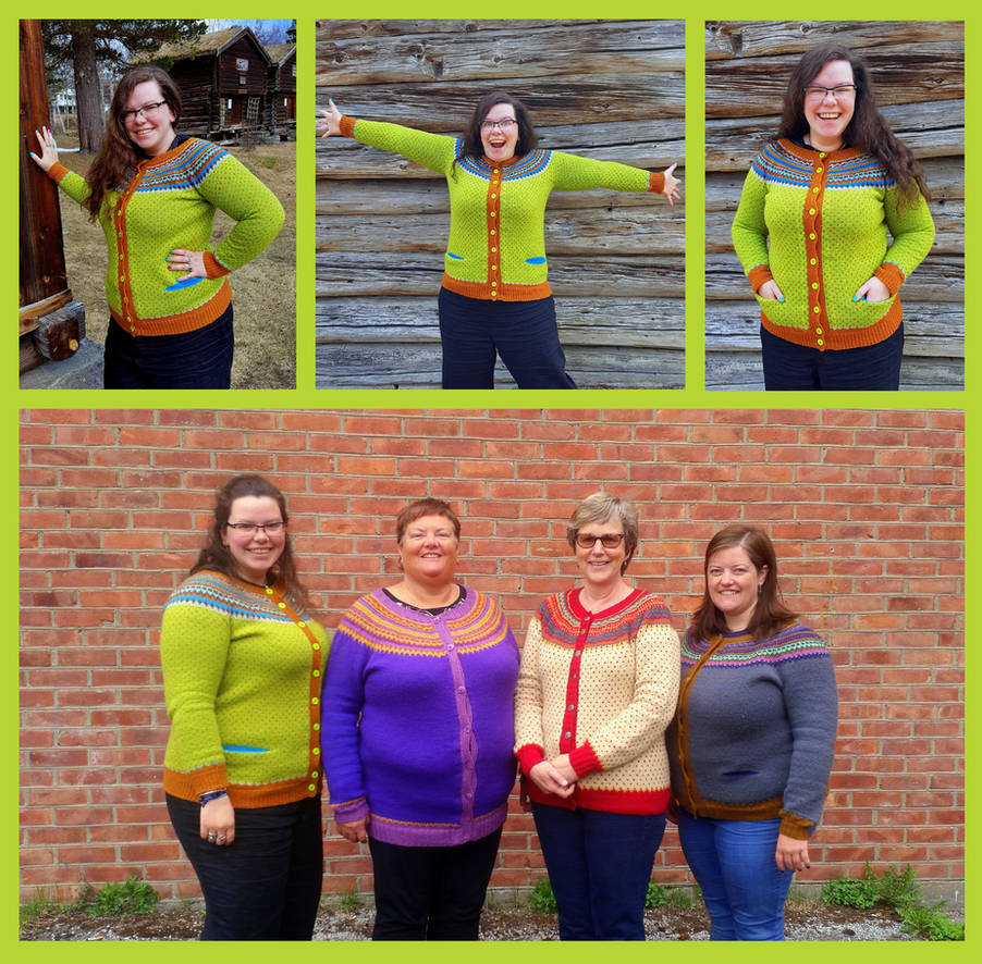 Fea Cardigan in green and cognac by KnitLizzy