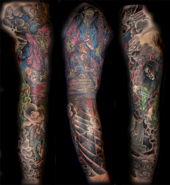 traditional pirate tattoo sleeve