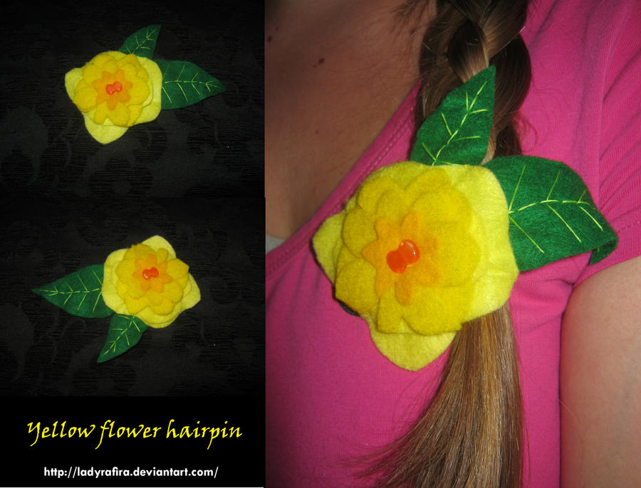 Yellow flower hairpin