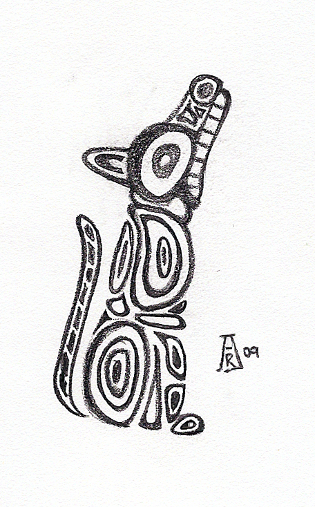 wolf totem pole drawing