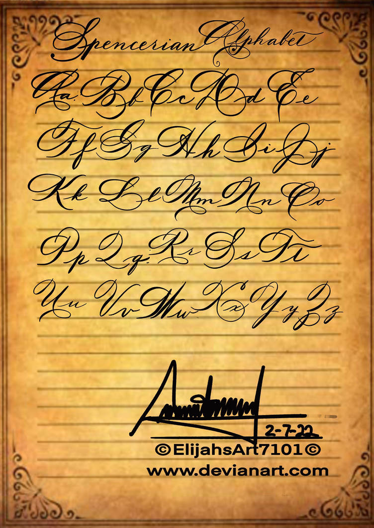 Spencerian calligraphy alphabet practice by ElijahsArt7101 on DeviantArt