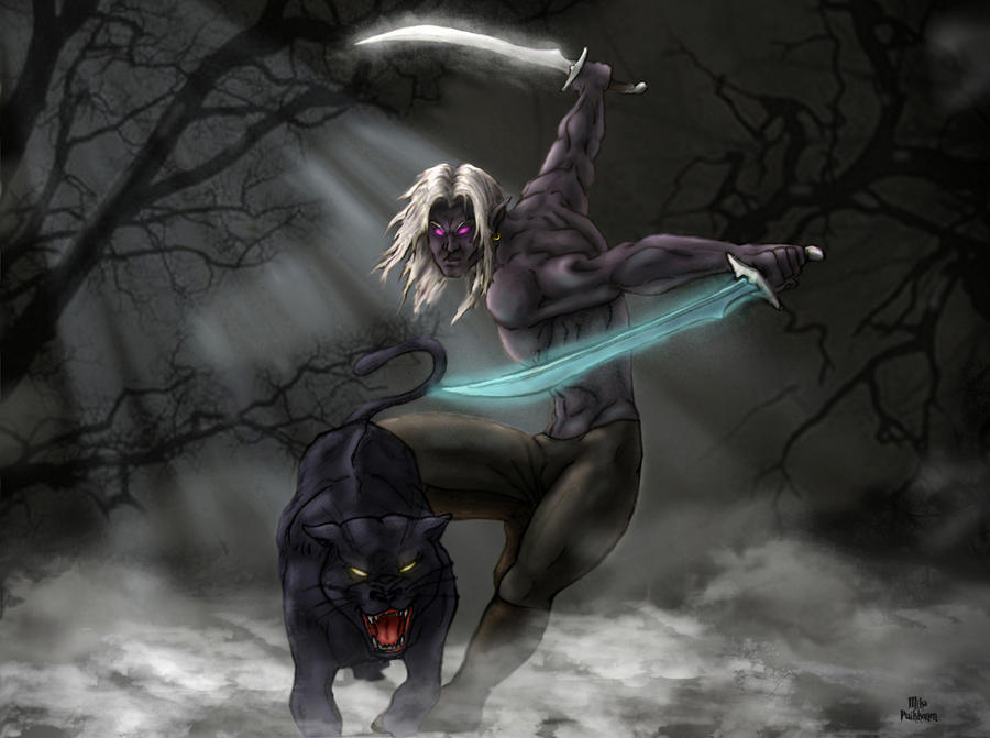Drizzt and Guenhwyvar by EgilSterkr