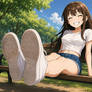 The Shoeless Girls: Main Girls Showing Their Soles