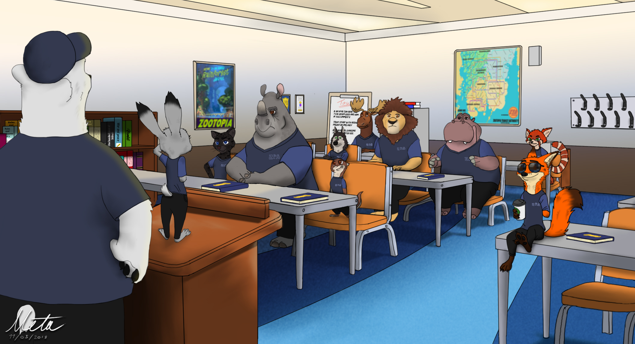 KREA - a scene of animal character in the class room, zootopia 2