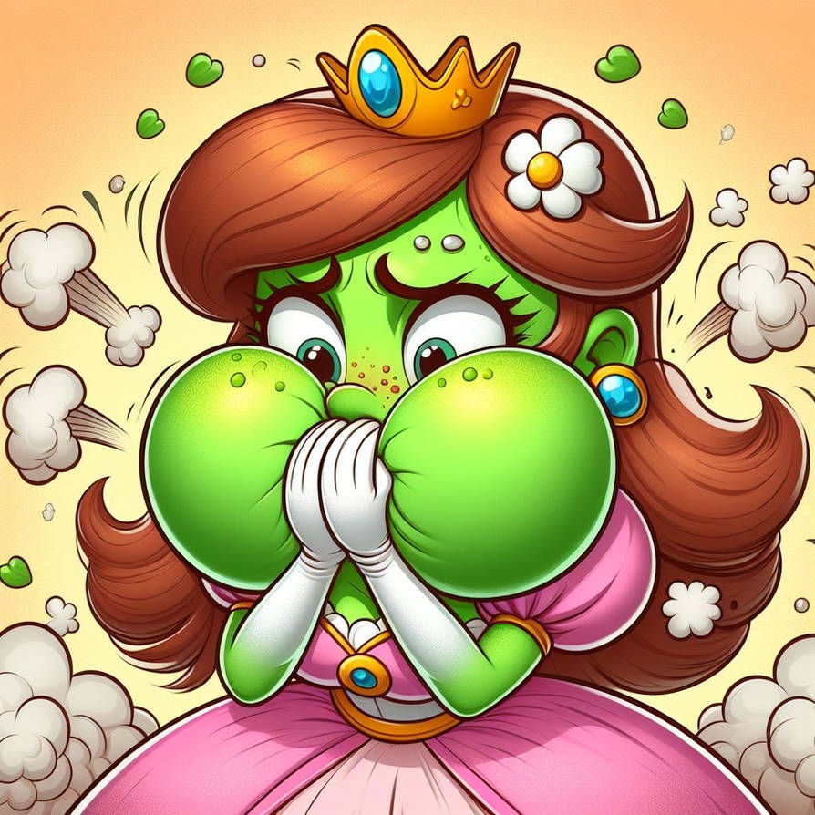 Princesssick Princess Daisy sick puffy cheeks ai art by Alrucker on DeviantArt