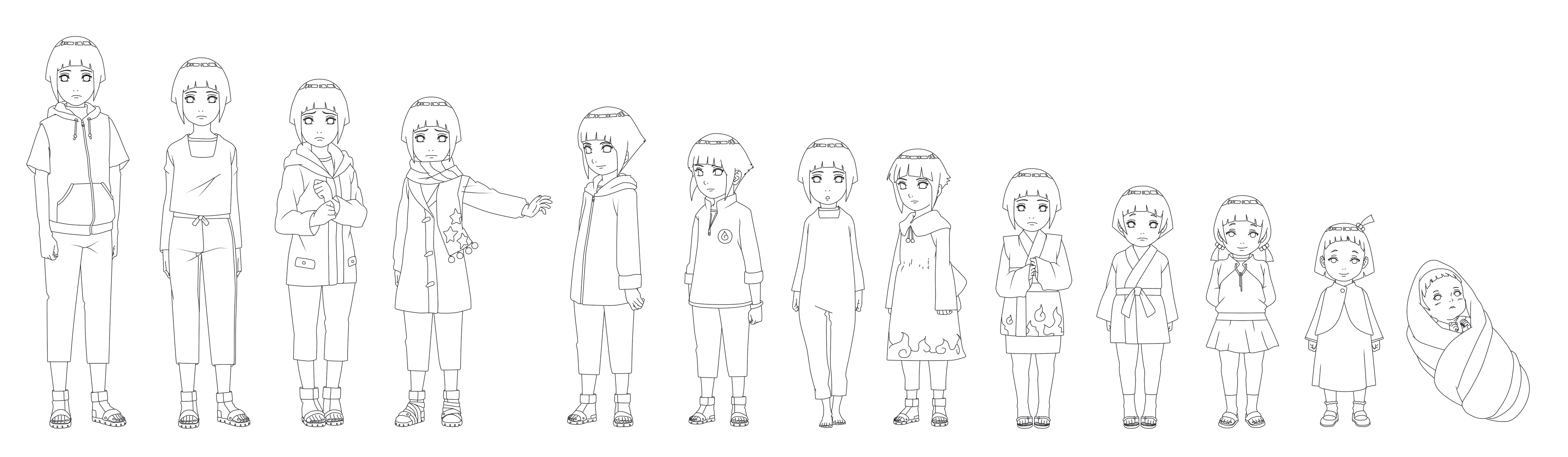 Hinata Hyuuga Outfit Outlines Child