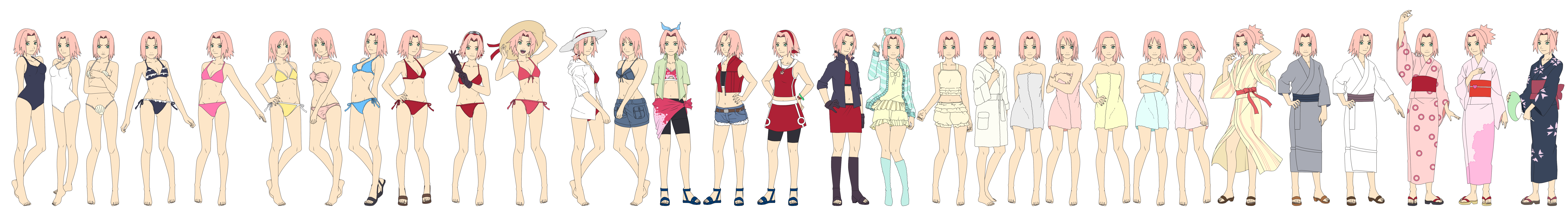 Sakura Haruno Outfit Color NARUTO SHIPPUUDEN 03.