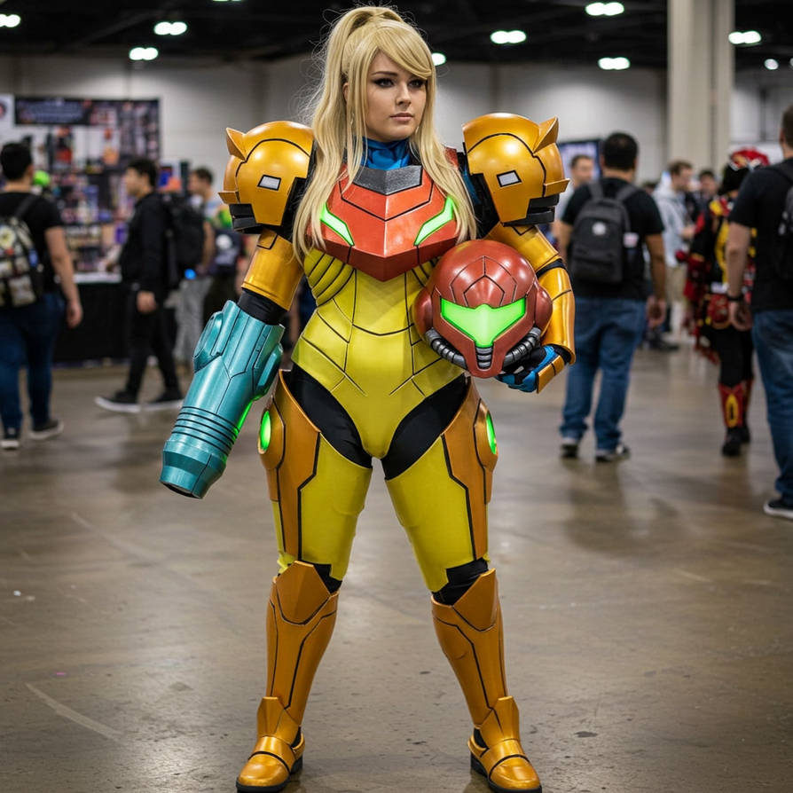 Samus Date Samus at a convention by Derfis on DeviantArt