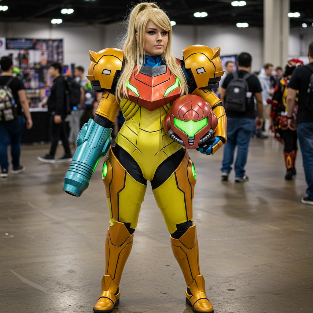 Samus Date Samus at a convention by Derfis on DeviantArt