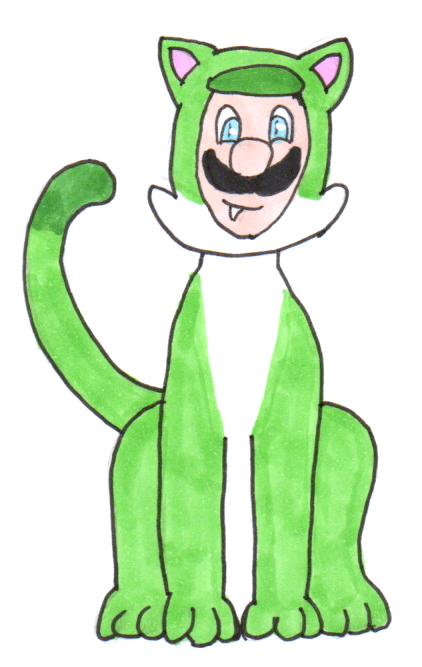 Pixilart - cat luigi by RyanNotHere