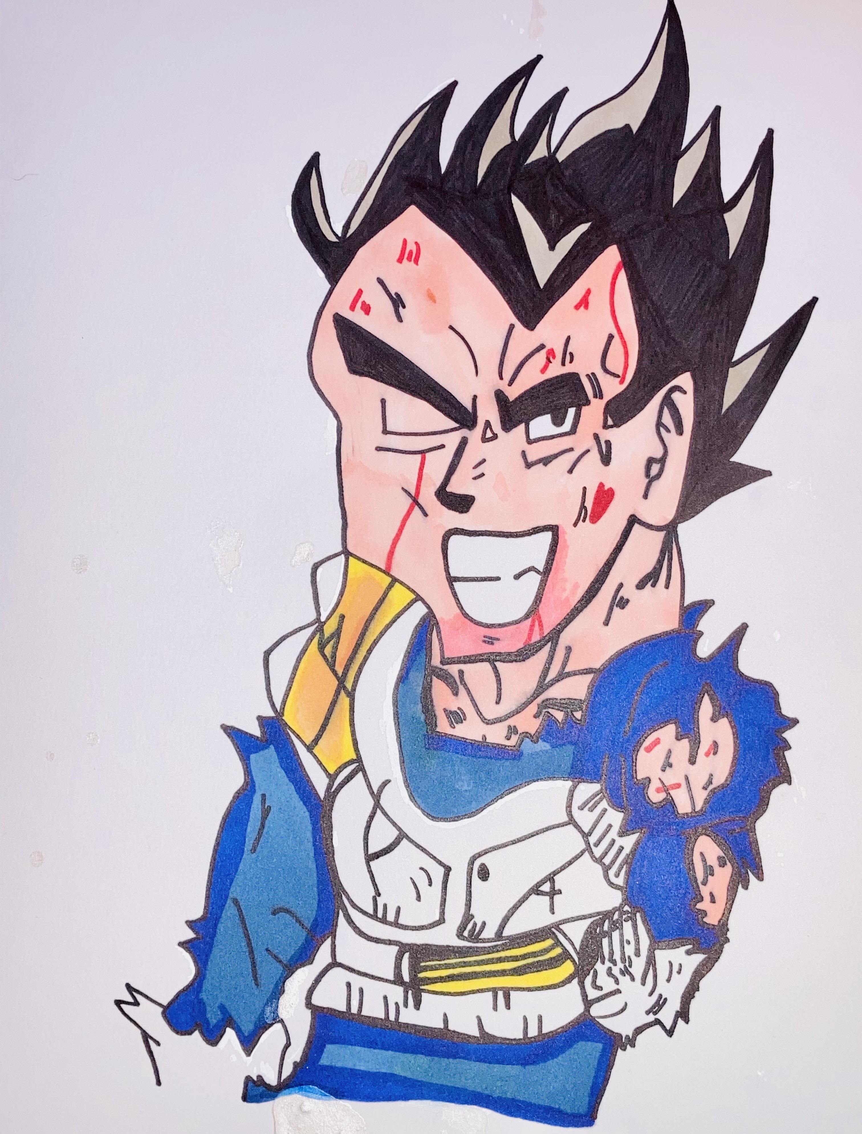 Majin Vegeta battle damaged by DBart - DB art site - Drawings &  Illustration, Entertainment, Television, Anime - ArtPal