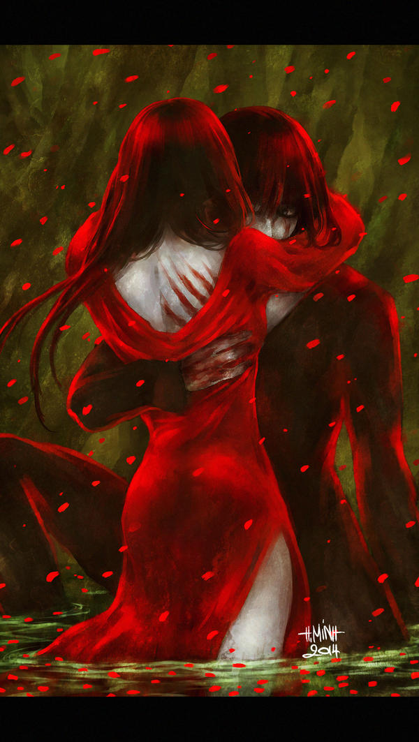 Кровь любимого мужчины. Девушка с красными волосами арт.