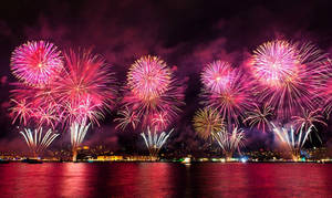 Firework at Bosphorus of Istanbul - Turkey