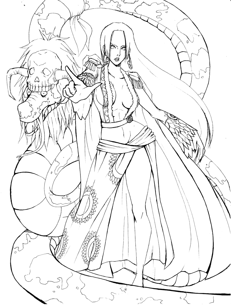 one piece boa hancock lineart