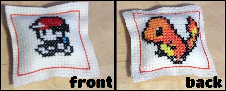 Ash and Charmander Hand-made Mini Pillow