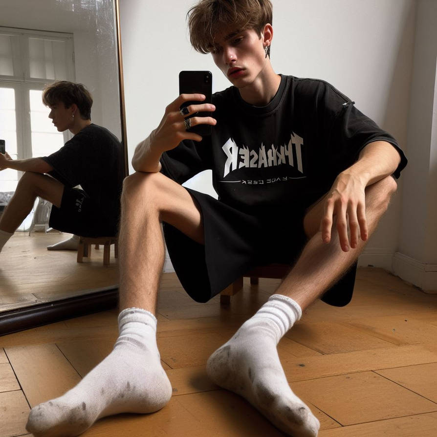 Teen Boy In White Socks Mirror Selfie Series 3 By AIBoysGallery On teen-boy-in-white-socks-mirror-selfie-series-3-by-aiboysgallery-on