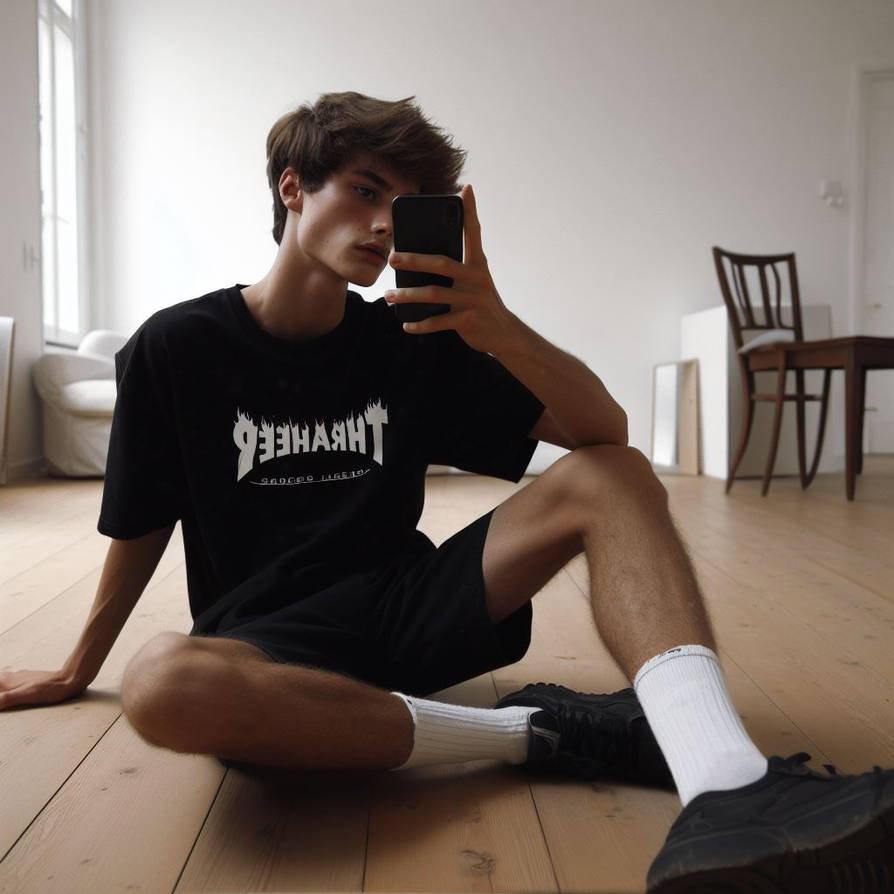 Teen Boy In White Socks Mirror Selfie Series 4 By AIBoysGallery On teen-boy-in-white-socks-mirror-selfie-series-4-by-aiboysgallery-on