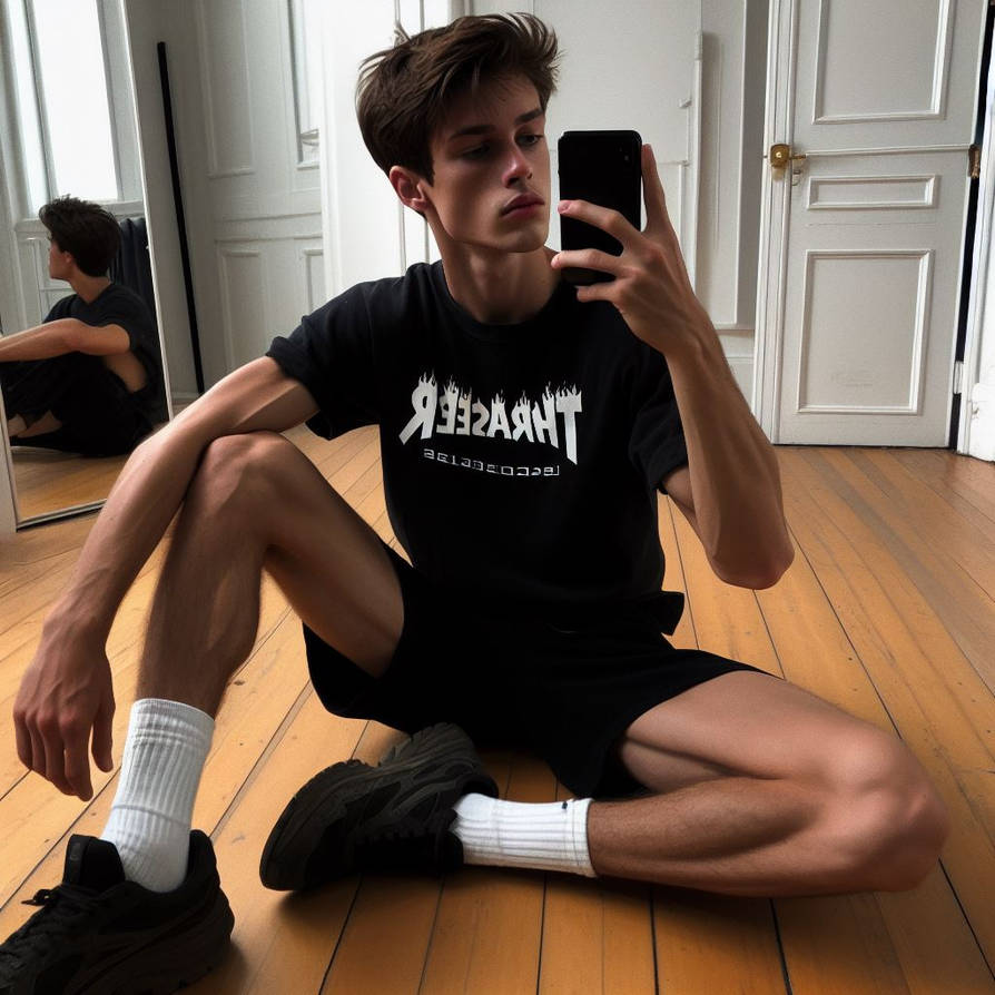 Teen Boy In White Socks Mirror Selfie Series 6 By AIBoysGallery On teen-boy-in-white-socks-mirror-selfie-series-6-by-aiboysgallery-on
