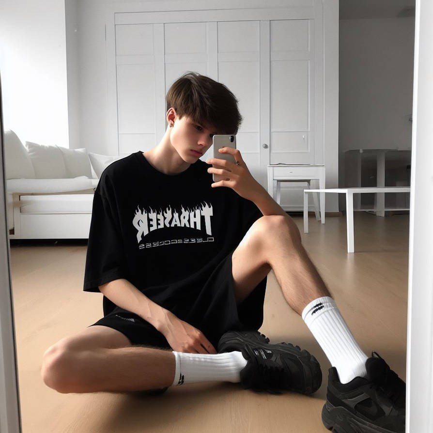 Teen Boy In White Socks Mirror Selfie Series 7 By AIBoysGallery On teen-boy-in-white-socks-mirror-selfie-series-7-by-aiboysgallery-on