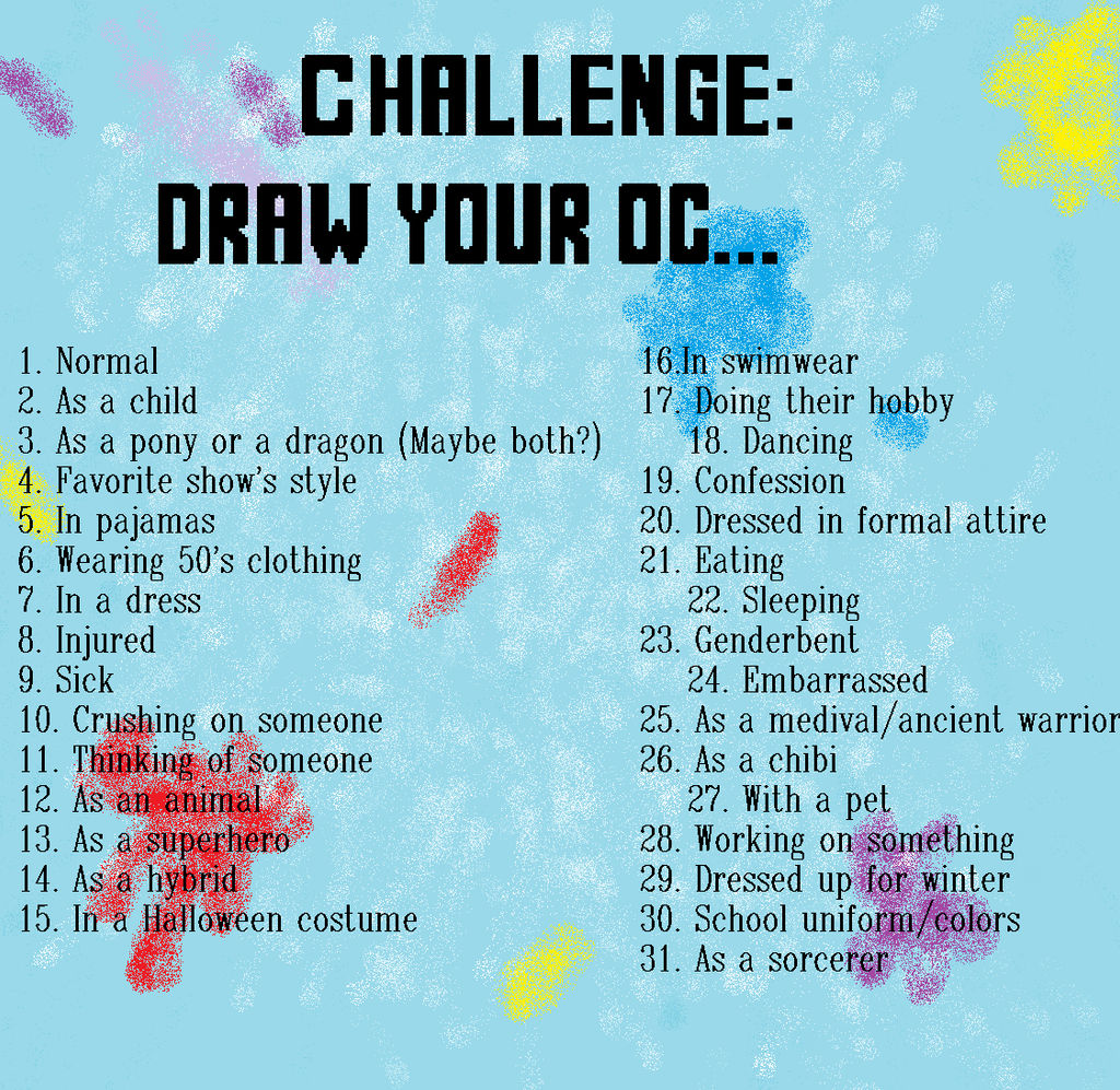 OC Drawing Challenge - 31 Days by RiverpaintTheArtist on DeviantArt