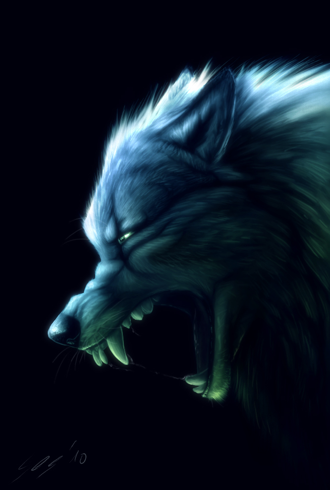 Snarling wolf