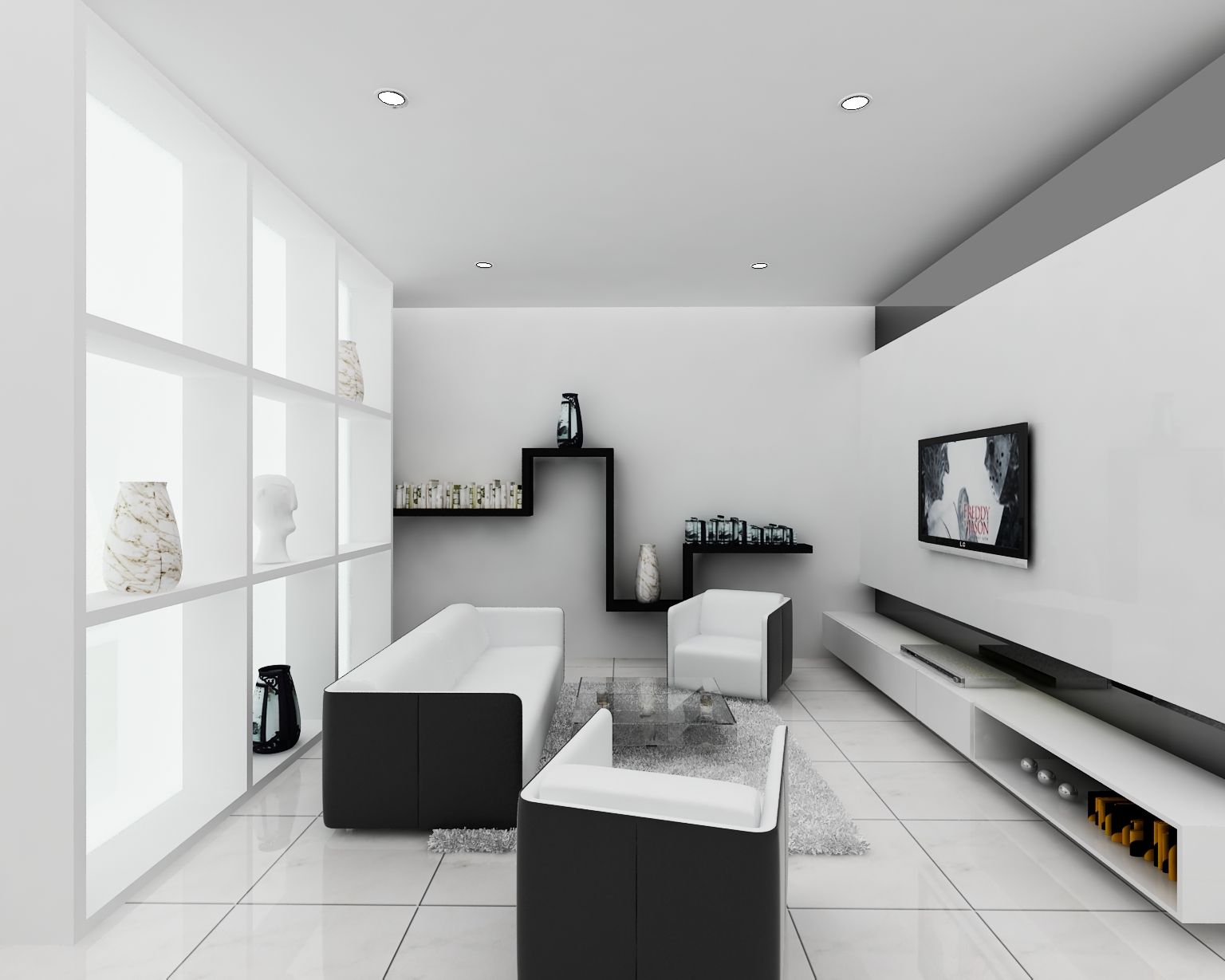 BW minimalist Small Living room