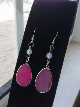 Flat Pink Stone Earrings