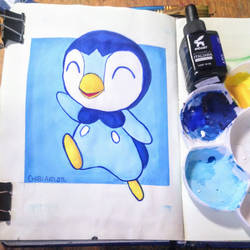 Gouache Piplup Fanart