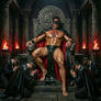on the throne