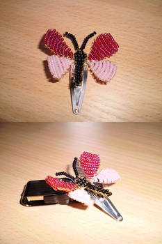 Beadwork: pink butterfly