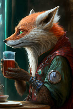 Somat Fox drinks hot tea