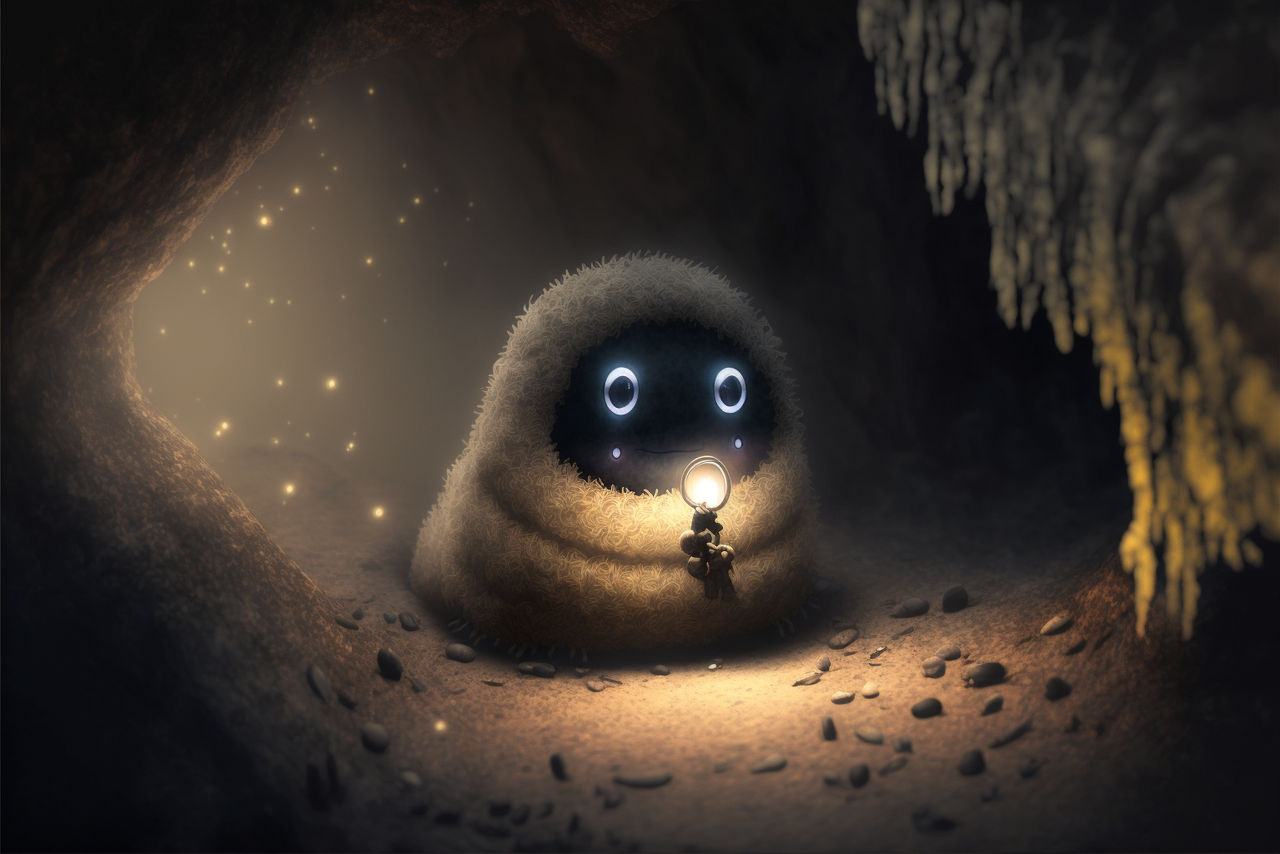 Somat mr.fluff lost in cave by SomatArt on DeviantArt