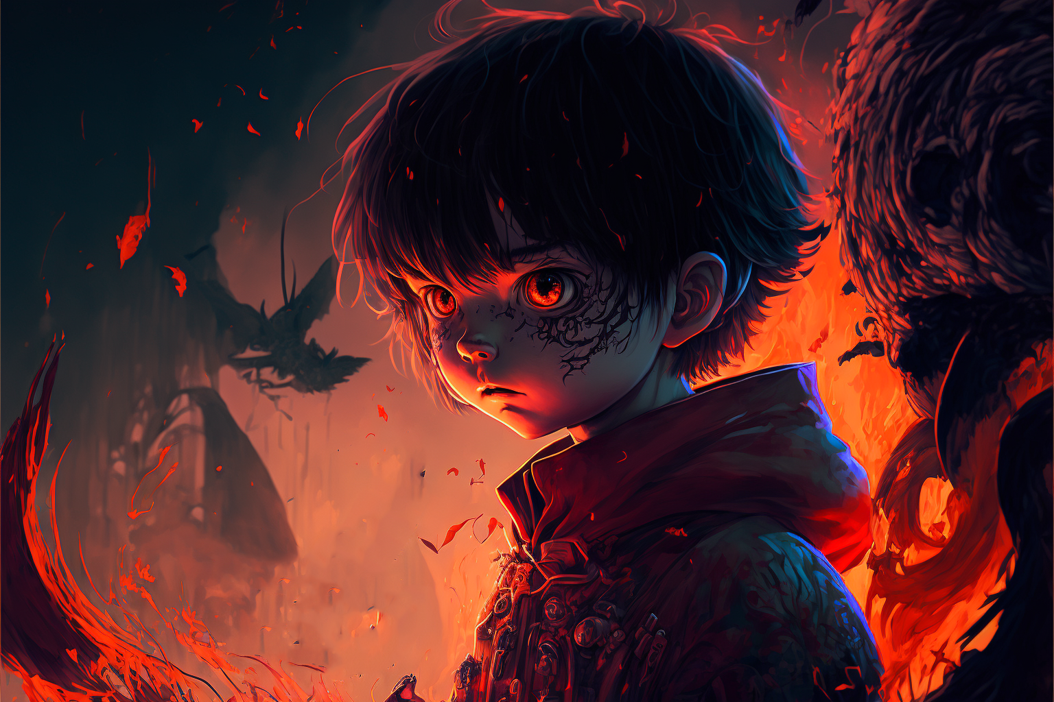 Dark Anime Boy Surrounded by Fire by LilyGothiKitty on DeviantArt